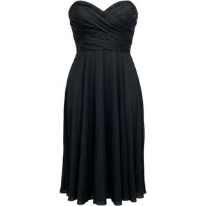 ABS Allen Schwartz Strapless Sweetheart Ruched Party Dress Black LBD 10 Vintage